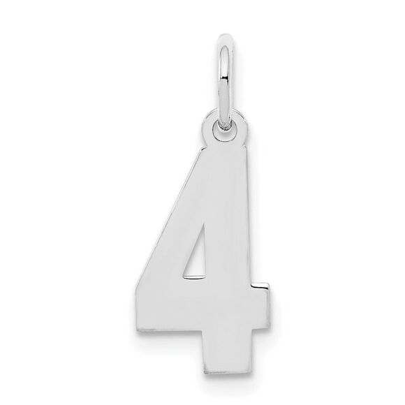Sterling Silver, Athletic Collection, Small Polished Number 4 Pendant - Picture 1 of 5